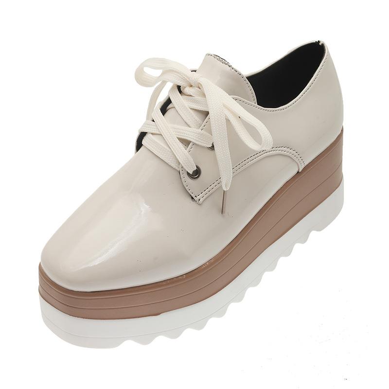 Fashion 2025Women's Thick-soled Sneakers Luxury Leather Casual Shoes Designer Platform Height Increasing Shoes for Women Lace Up Loafers
