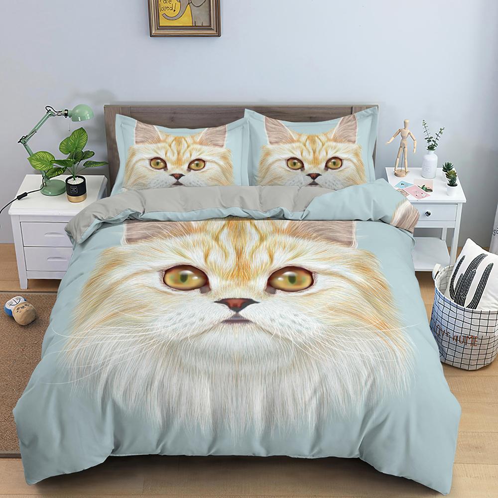 Kanadský Sphynx Cat Povlak na přikrývku King Queen Lovely Pet Kitty Sada ložního prádla Děti Teens Dospělí Roztomilé zvíře Měkký Polyester Povlak na přikrývku