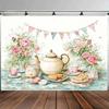 2D Vintage Teapot & Cookies Backdrop, Garden Party & Afternoon Tea Decoration