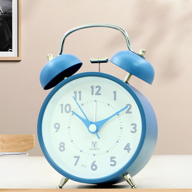 Extra Large Ringtone Alarm Clock for Students with Large Volume Metal Retro Simple Bedroom Silent Walk When Walking