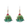 Handmade Christmas Tree Beaded Earrings for Women
