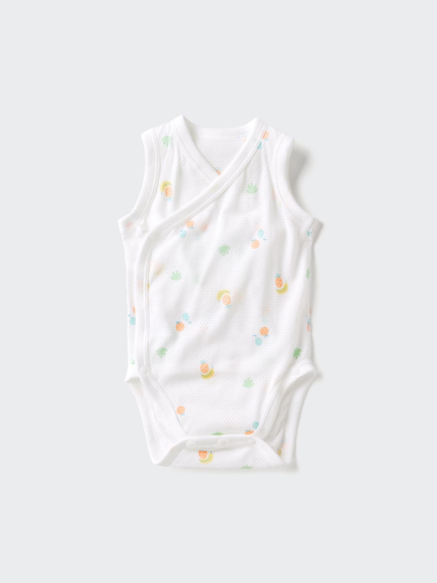 

Uniqlo Япония Хлопковый сетчатый боди без рукавов с передним открытием 01 OFF WHITE/60