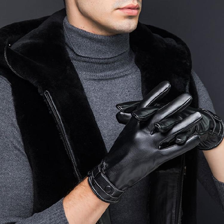 Leather Warm Gloves Full Finger Gloves Touchscreen Driving Fleece Lined Glove