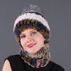 New hat scarf winter thickened thermal hat Rex rabbit fur grass Rex rabbit fur scarf two-piece set