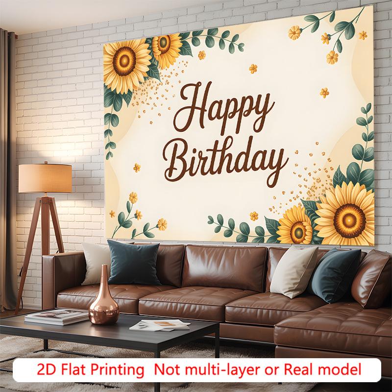 Party Backdrop Floral Greenery Flat Sunflower Celebration Photo Booth Front Door Decor
