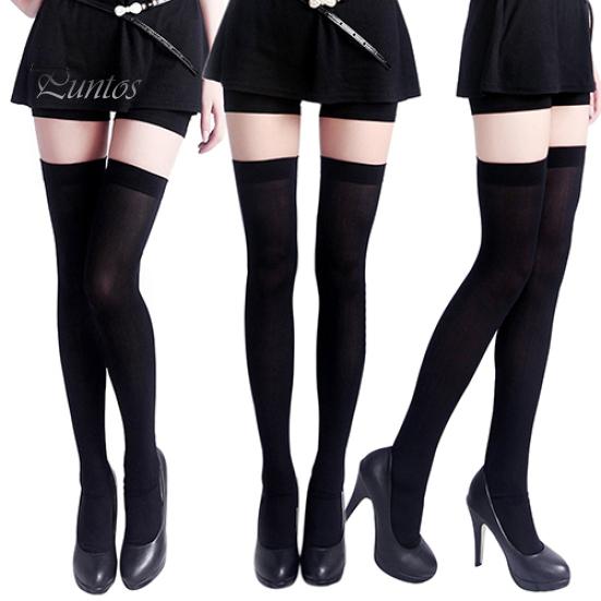 Sexy Damen Opaque Strümpfe in Unifarbe Über das Knie