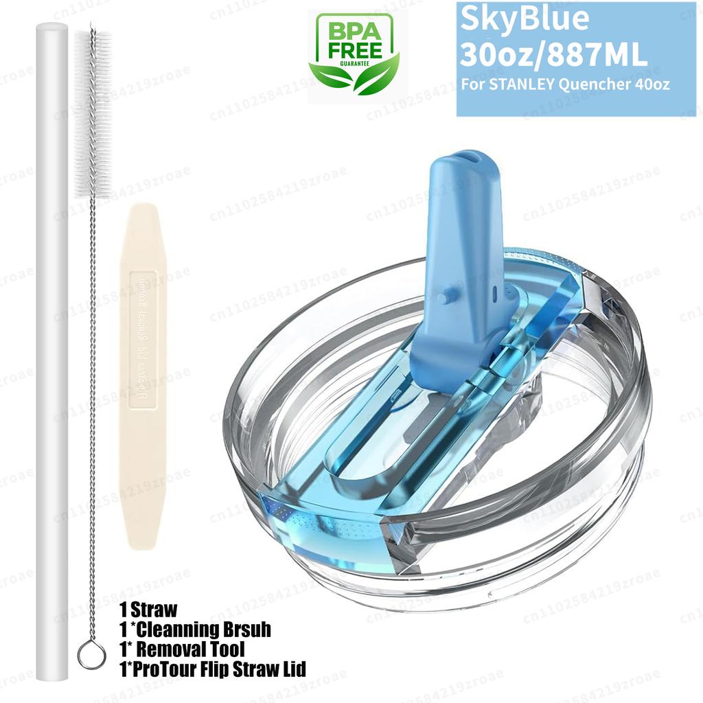 30oz Flip Straw Lid for Stanley Quencher H2.0 Tumbler Leak Proof Lid Replacement No Spill Cover for Stanley Cup Accessories
