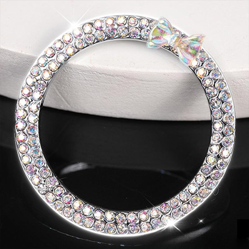 1pc Automobiles Start Switch Button Decorative Diamond Rhinestone Ring Auto SUV Car Decorative Accessories Interior for Girls