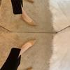 Office Shallow Pointed Toe Beige Fashion Leather Casual Shoes For Women Low Heel Elegant Woman Footwear Genuine Mark Wholesale L