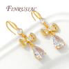 18K Gold Plated Brass with Zircon Connectors For Jewelry,Bowknot Charms For Necklace Necklace Accessories,DIY Earring Making