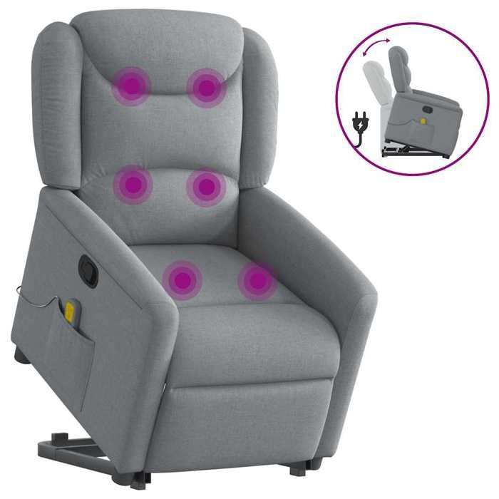 VidaXL Fauteuil de massage inclinable Gris clair Tissu 3303204