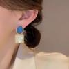 Irregular Blue Earrings for Women's New Trend, Niche Design, Exaggerated Temperament Earrings