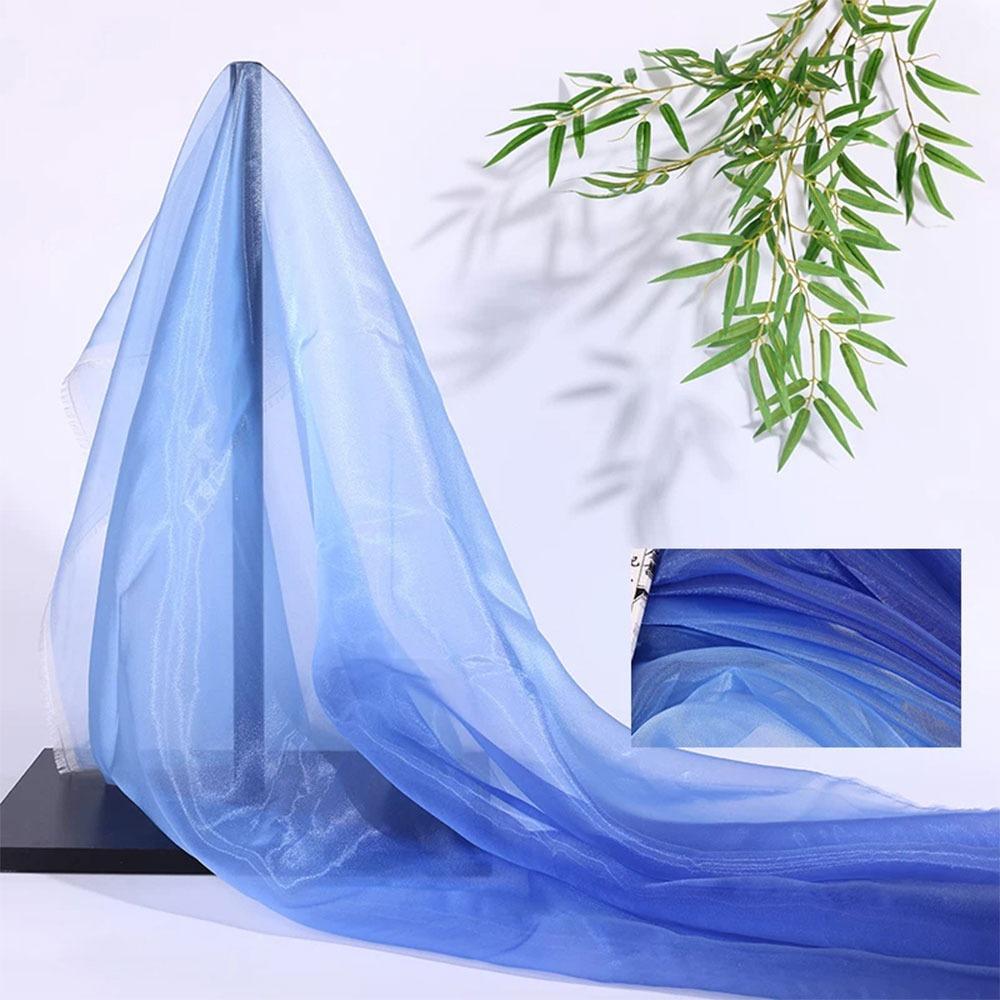 1 Yard/Width 140cm Organza Fabric Colorful Gradient Transparent Texture Voile Gauze Transition Color Mesh Fabric Designer Fabric