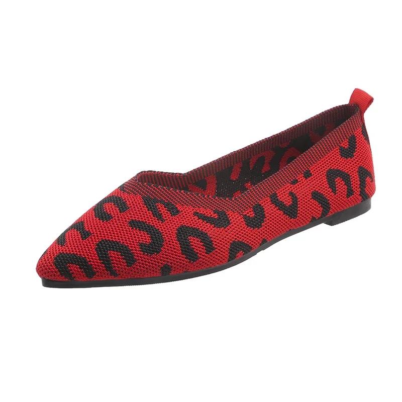 2024 New Fashion Pointed Toe Hot-selling Shallow-mouth Slip-on Flat-soled Color-blocked Comfortable Stretch Fabric Women s Shoes 36 красный 2258₽