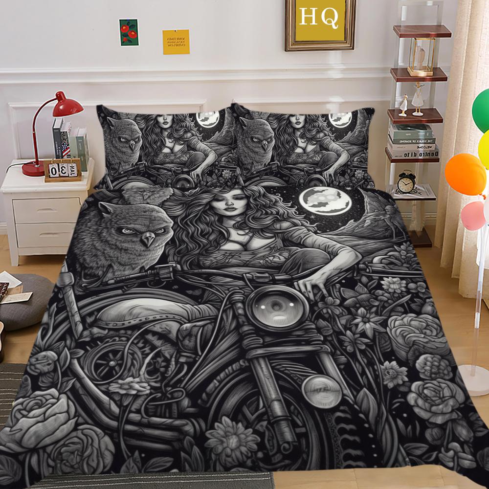 Beauty Skull Printed Comforter Cover Set Full Size Microfiber Home Textiles High Quality Luxury Bedspreads