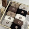 Female Autumn and Winter Thickened Warm Cartoon Embroidery Home Floor In The Tube Socks