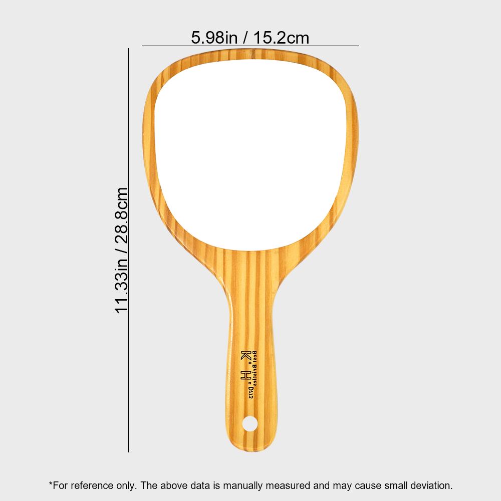 Wooden Fiber Handheld Square Mirror Barber Shop Portable Handle Mirror High Definition European Style Wooden Mirror For Women