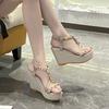 Spring and Summer New Thick-soled Wedge-heeled Women's Sandals Color-matching Fabric Weaving Open-toed Empty Casual Muffin Fashion Sandals