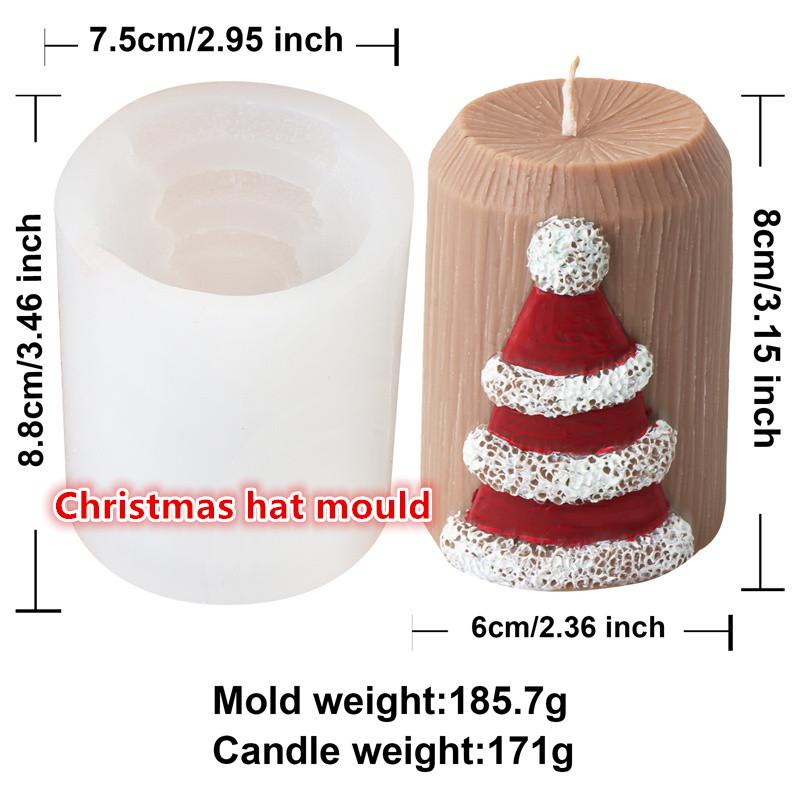 

Christmas Tree Tree Stump Cylindrical Relief Silicone Mold DIY Santa Claus Snowman Deer Head Gift Box Candle Holder Mold