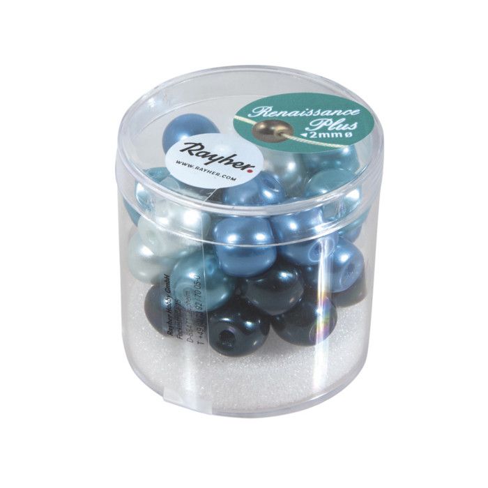 Perles en verre - Rayher - Renaissance Plus - Bleu turquoise - 10mm - Gros trou 2mm
