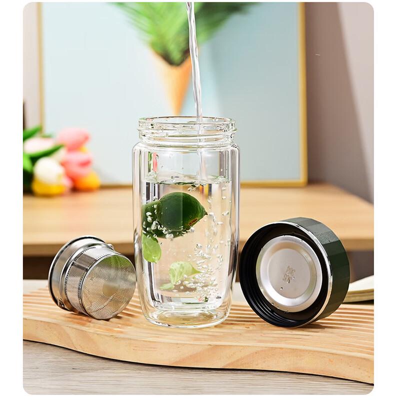 Shangqi Doppelwandige Glas-Teetasse mit Deckel