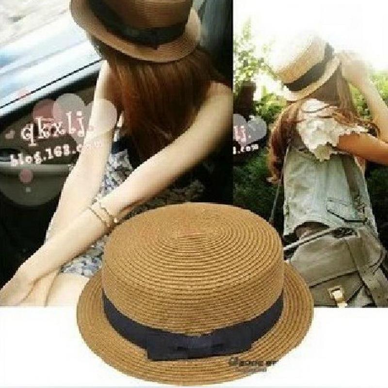 Summer Top Hat Children's Bowl Straw Hat, Pepper Bow Bowl Sunshade Sunscreen Beach Hat