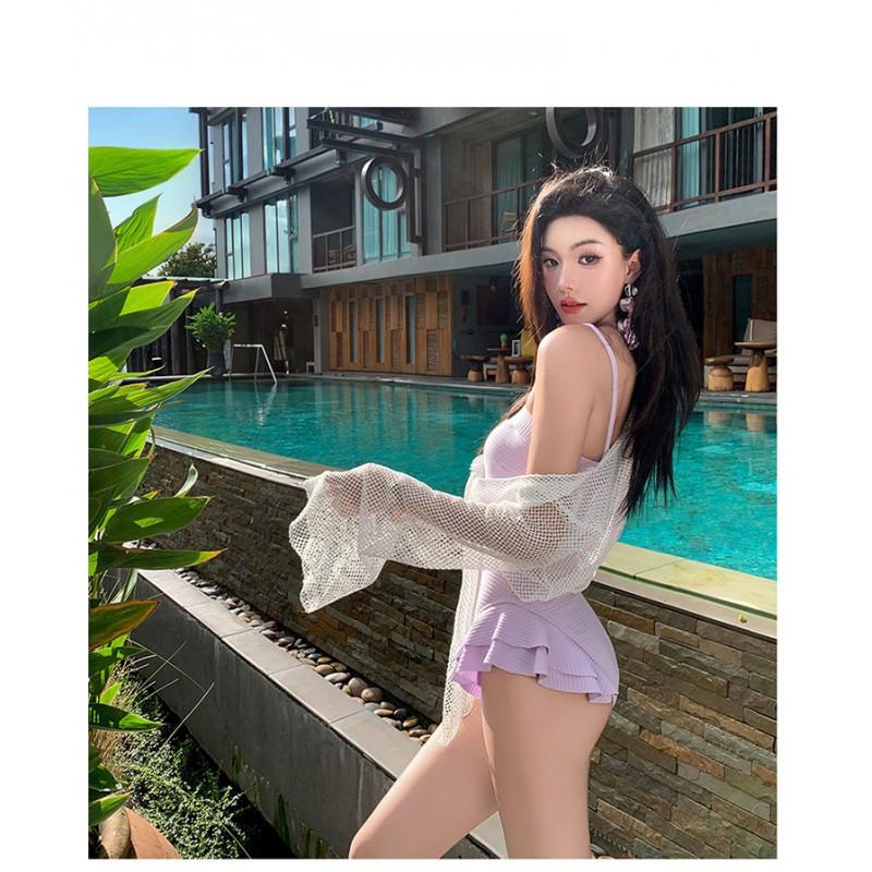 High-end Pure Desire Conservative Covering Abdomen Showing Slimming Sexy Hot Seaside Vacation One-piece Swimsuit Woman