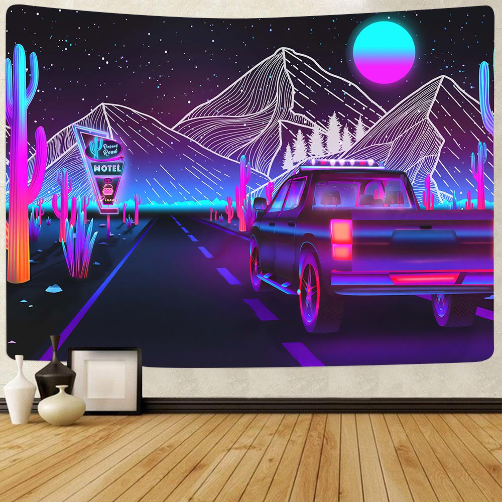 Неоновый цвет гобелен с черепом — фото 4