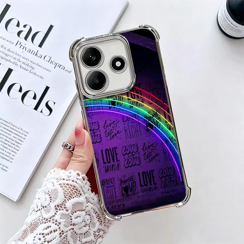 LGBT Rainbow Love Is Love Plating Phone Case For Xiaomi Redmi Note 14 15 Pro Plus 13 12 11 11S 11T 10 9S 9 5G Anti-Fall Airabag
