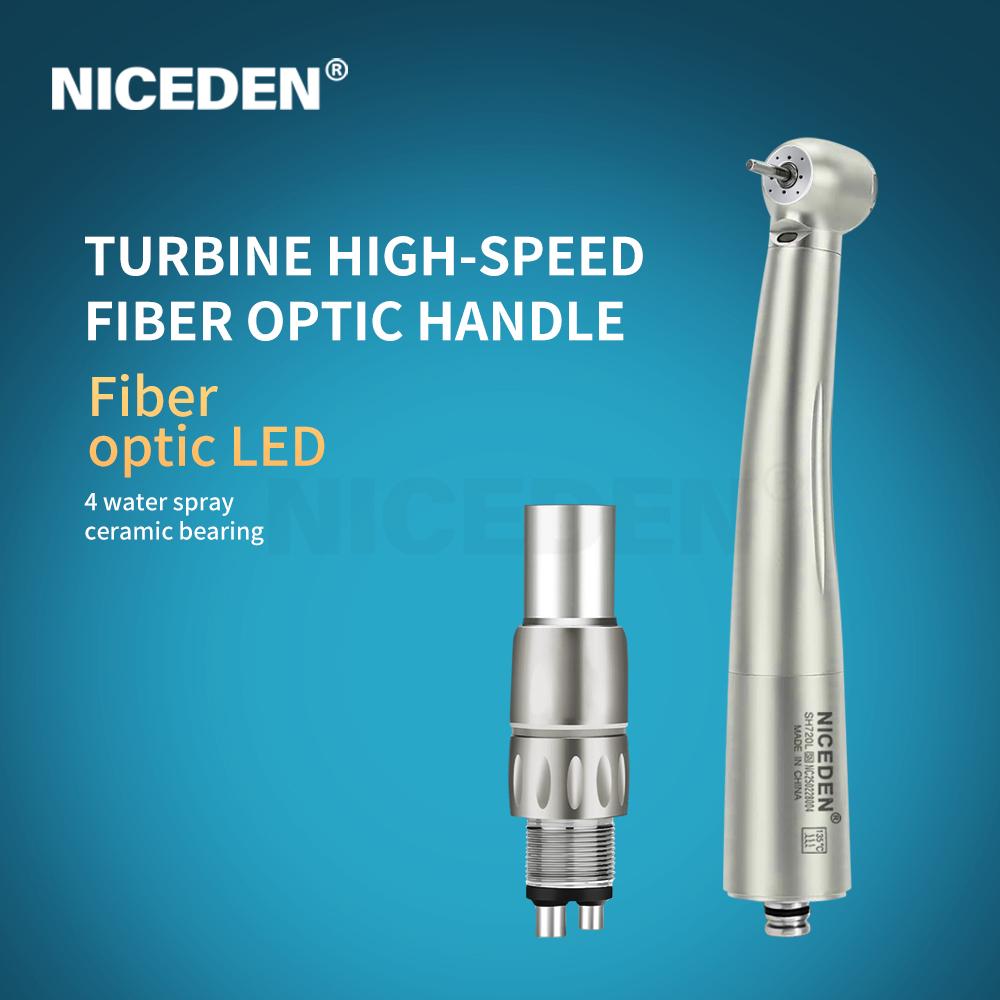 Niceden AI-X600L 21W Power Stainless Steel Standard Head Air Turbine High Speed Handpiece Dentals Optical LED N-Coupling Tools Materials