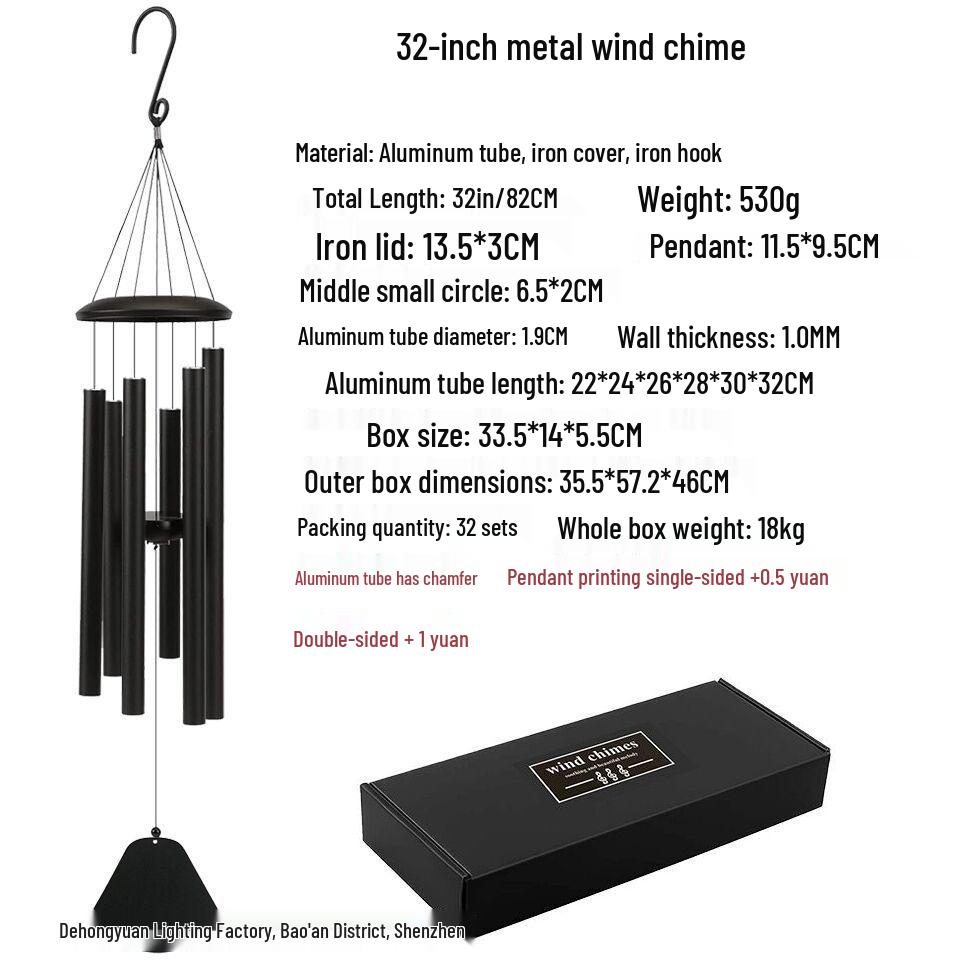 32" Bestseller Aluminum Wind Chime: Deep Tone Sympathy Memorial for Outdoors