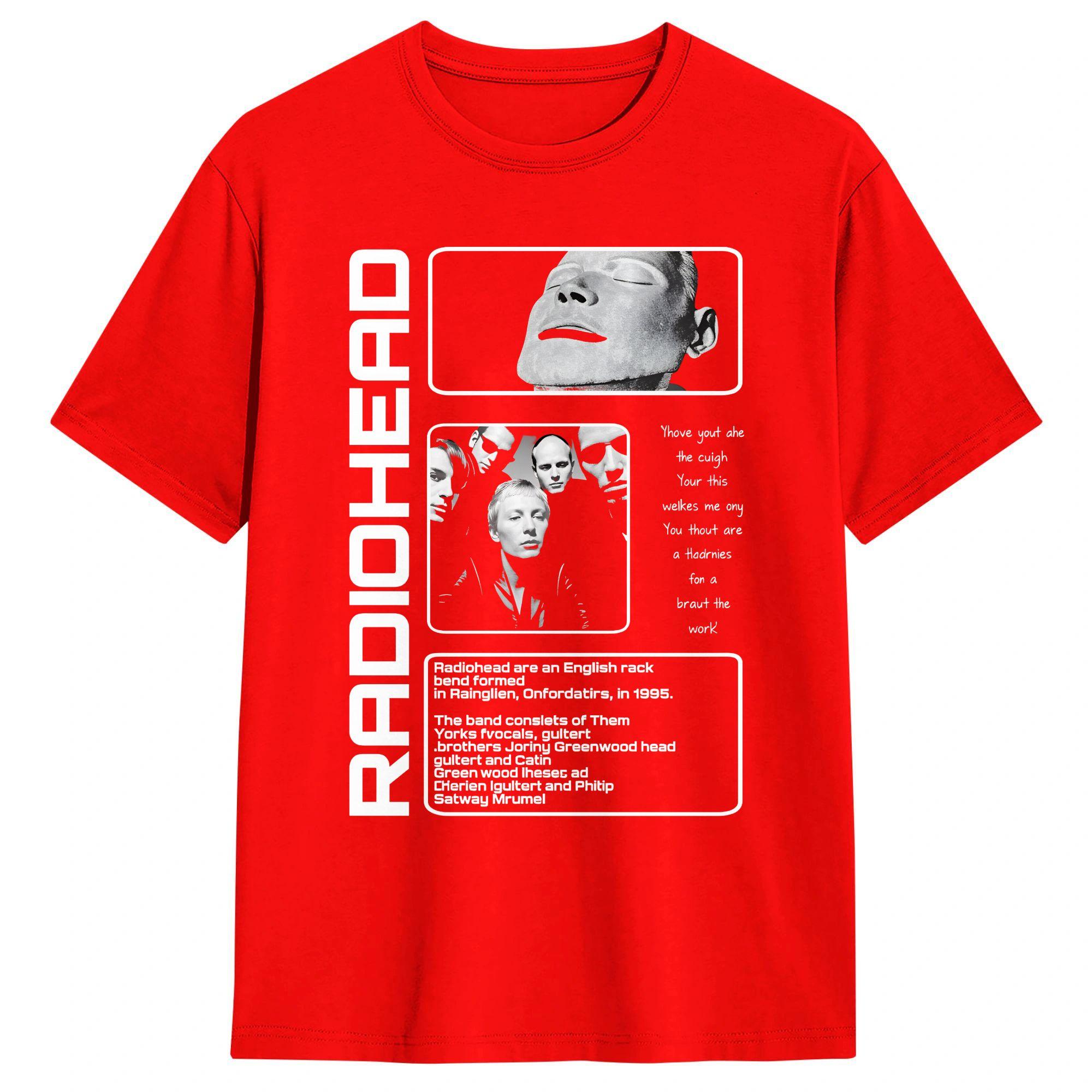 

Mens TShirts Radiohead Band Vintage 100 Cotton Tees Short Sleeve T Shirt Round Collar Clothes Plus Size S