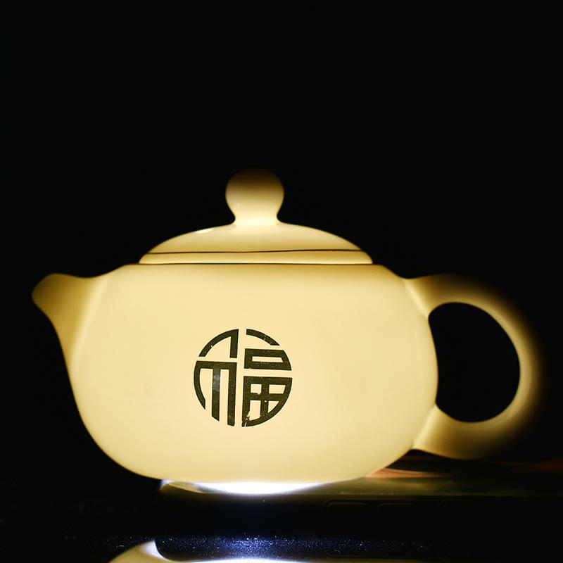 Creative Jinfu suet jade tea set Dehua white porcelain Kung Fu tea set high-end company gifts