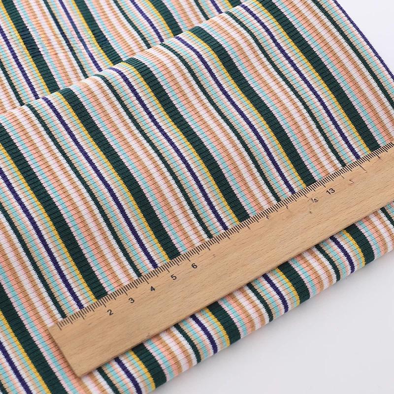 Combed Pure Cotton Color Striped Threaded Pit Stripe Elastic Knitted Jersey Fabric Gradient Stripe Summer T-shirt Vest Fabric
