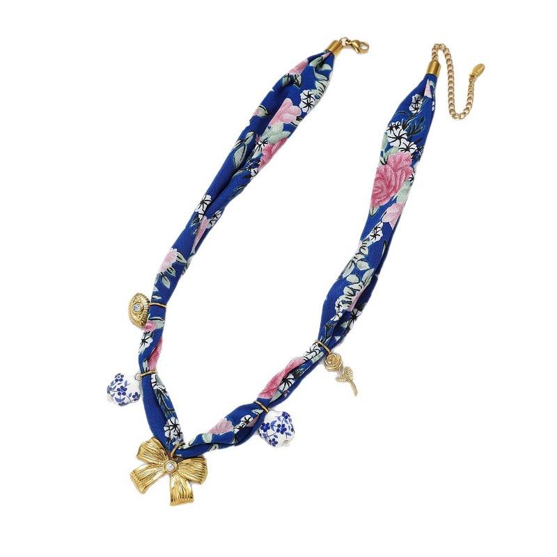 Women S Vintage Vacation Style Fabric Beaded Trendy Neck Scarf
