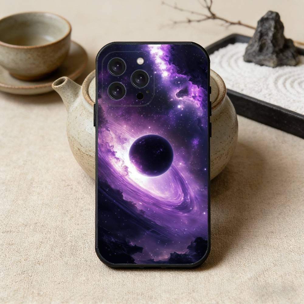 

Space For Galaxy Universe Phone Case For iPhone 16,15,14,13,12,17,Pro Max,Plus Silicone Black Case iPhone15pro