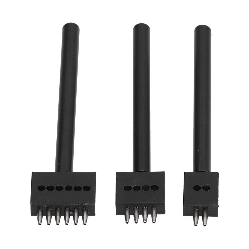 3Pcs Leather Perforated Tool Black Tooth Durable Quick Easy DIY Leather Craft Tool Kits4mm