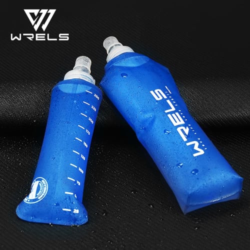 Soft Flask Hydration Bottle, 150ml/250ml/500ml, Foldable, with Dustproof Cap, Lightweight, for Running, Marathons, Hiking, and Mountaineering (Blue, 2