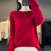 Women's Round Neck Sweater, Qinghe Cashmere, 30% Cashmere 70% Wool, Hollow Winter Knitted Pullover Autumn Sweater Cashmere Sweater