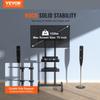 Mobile TV Stand, Mobile TV Cart for 32 to 70 inch TVs, Height Adjustable Portable TV Stand with Wheels, Double Tray for Audio-Visual Devices, Rolling