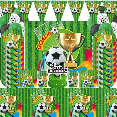 Individuelle Fußball-Weltmeisterschaft Partyartikel Geburtstagsdekorationen Arrangements Requisiten Pappteller Pappbecher Tischdecken Taschentücher Banner