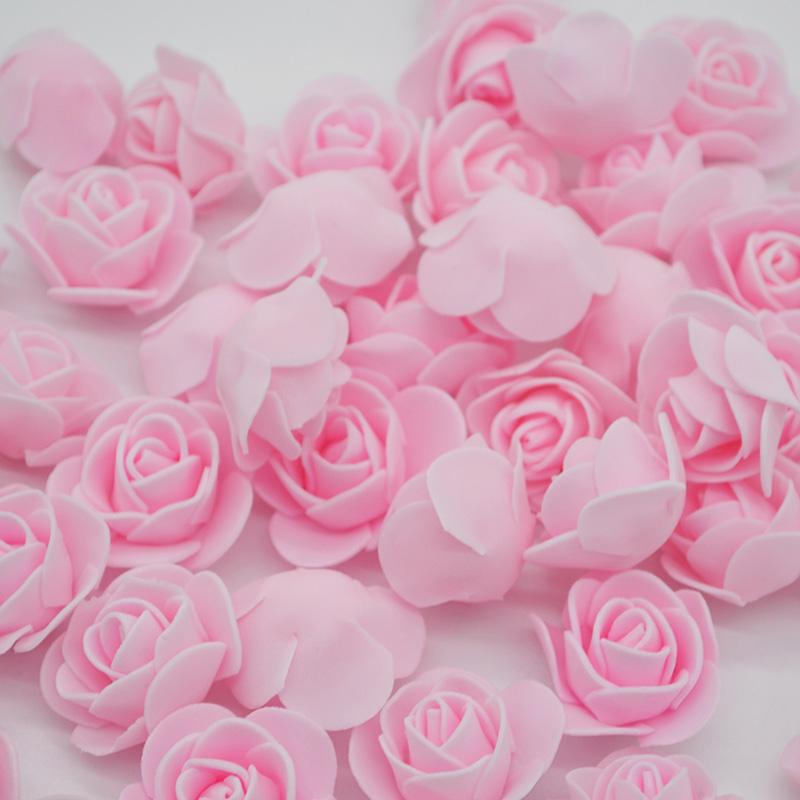 50Pcs/lot 3.5cm PE Foam Rose Head Artificial Rose Flowers Home Garden Decorative Wreath Supplies Wedding Event Party Decoration
