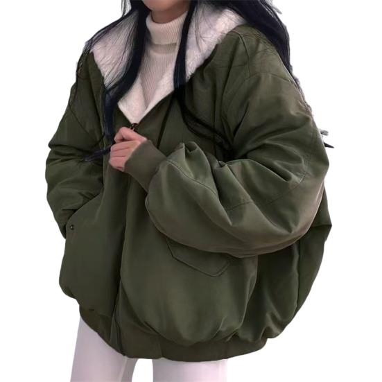 Women's Winter Coat Fleece Lined Reversible Parka Jacket Hooded Zip-Up Coat with Pockets Casual Warm Outerwear
