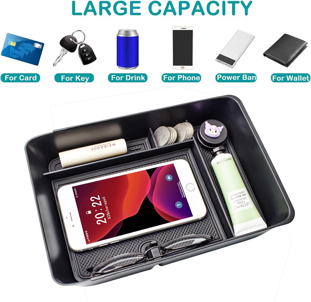 For 2025 Hyundai Santa Fe Center Console Tray Storage Organizer Armrest Secondary Box Storage Car Tray Coin Interior Accessories