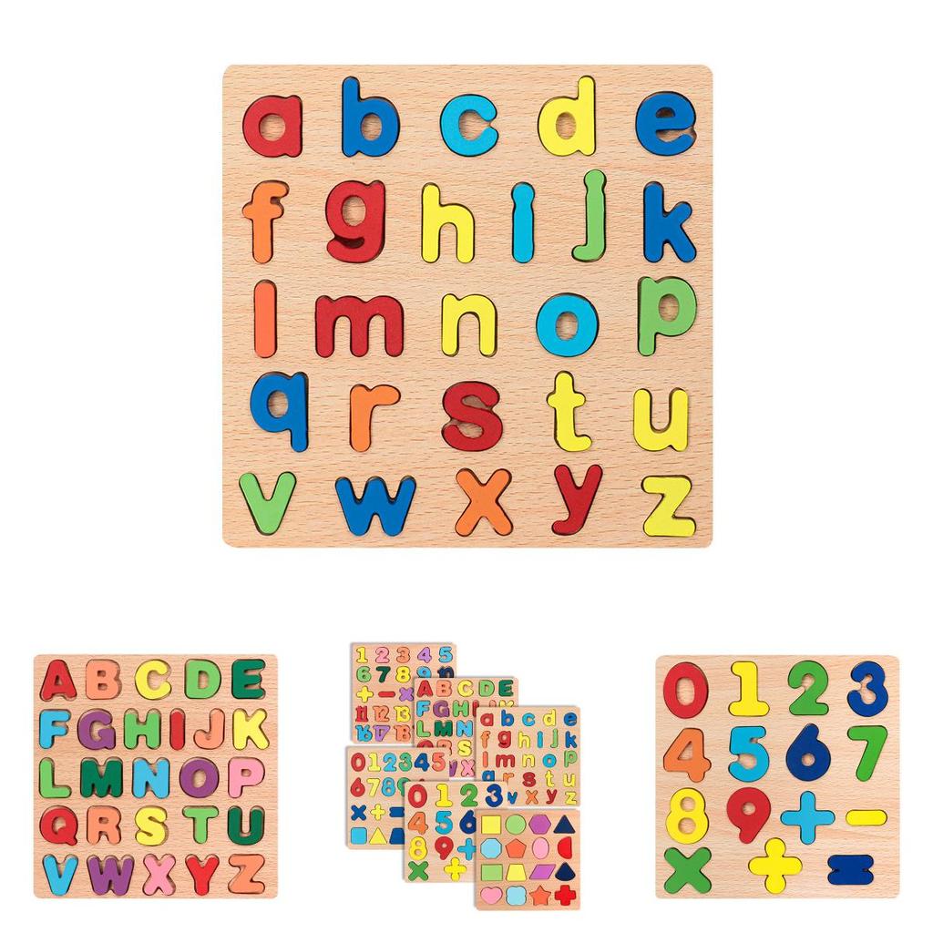 Holz Lernbausteine für Kinder mit Zahlen, Buchstaben und Formen für das frühe Lernen