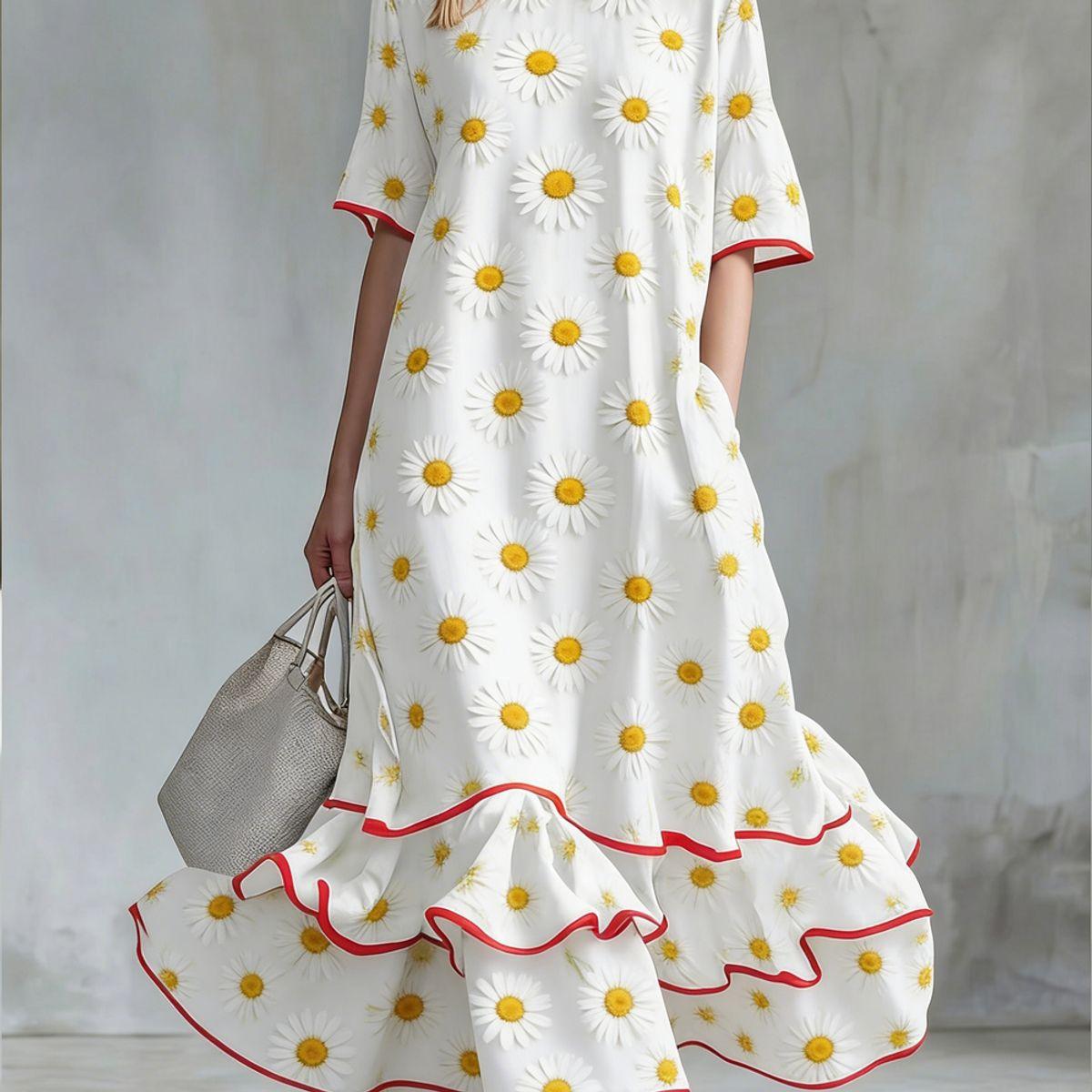 2026 cross-border new linen contrasting striped dress women s summer loose literary and retro vacation dress S