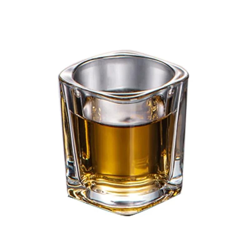 8pcs Small Capacity Size 70ml Quadrate Wine Cup Dispenser Shot Glass Wholesale Cups Transparent Wine Glass Strong Liquor Glass
