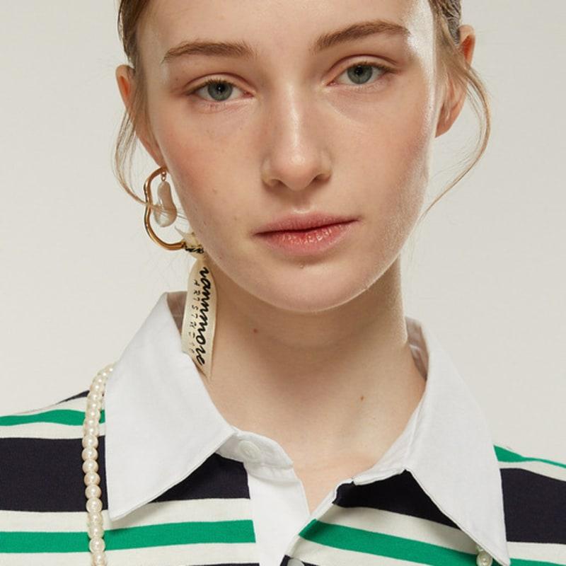 Iannmore Black Tape Logo Irregular Ring Pearl Earrings