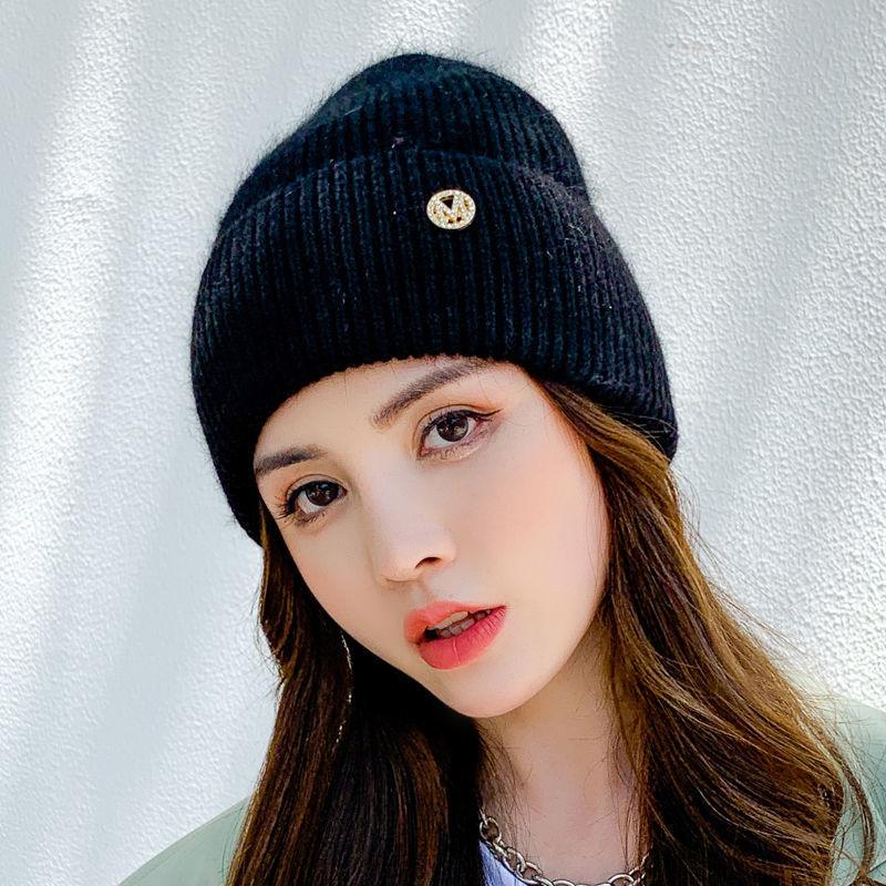 Autumn and Winter Women's Knitted Hat Versatile Thick and Velvet Warm Knitted Hat Korean Edition Hoodie