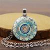 Mandala Flower Time Gemstone Náhrdelník & Náramek & Náušnice Sada šperků Vintage dekorace Kreativní skleněný přívěsek pro ženy